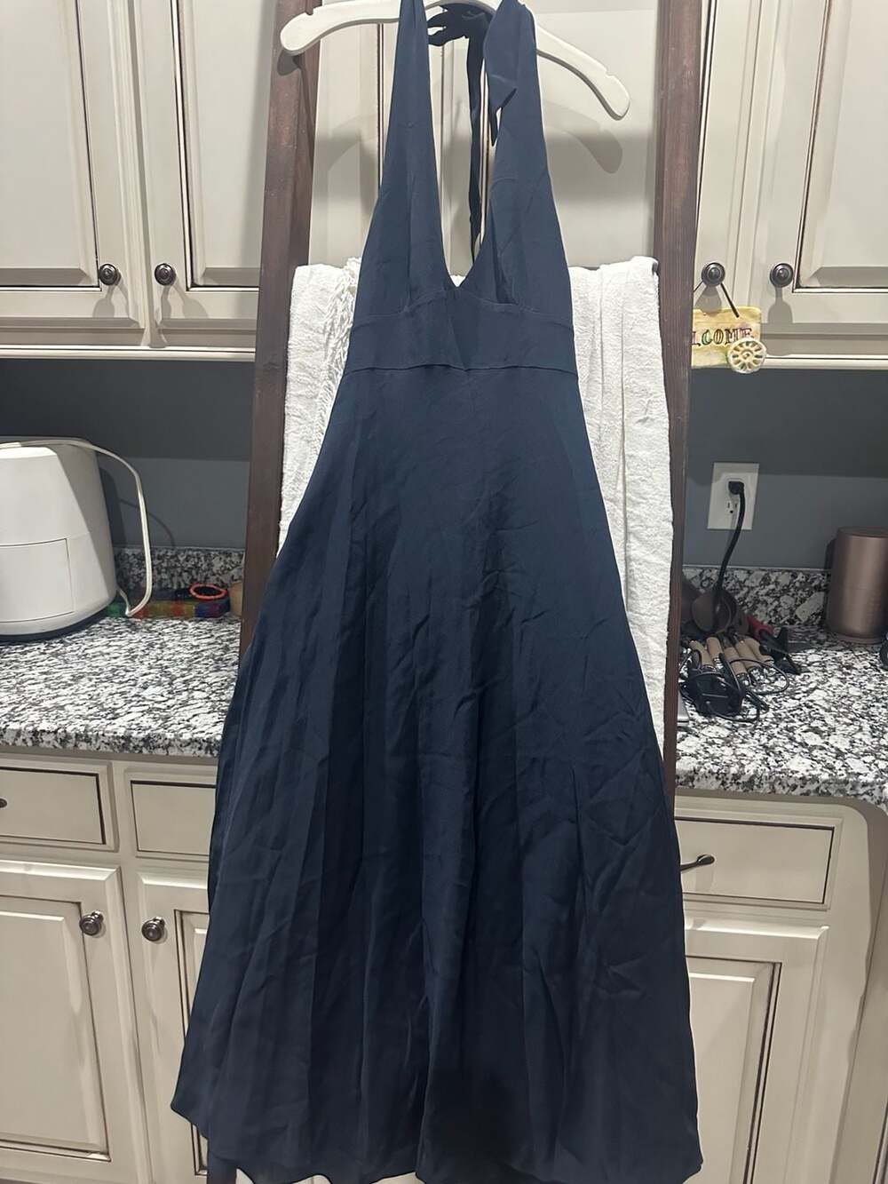 J.Crew Silk Halter Dress Size 8 Navy Blue